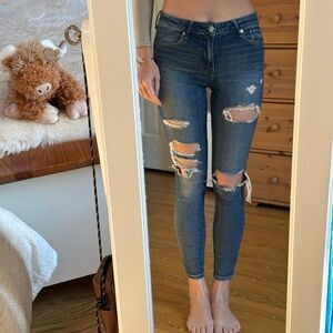 Abercrombie & Fitch Ripped Dark Blue Skinny Jeans